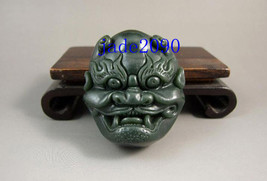 Free Shipping -  Natural Green jade , Hand- carved Natural green Ghost Head  jad - £31.93 GBP