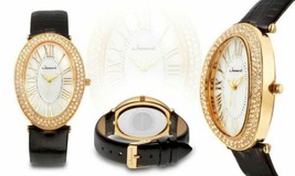 NEW Jeanneret 10058 Womens Isabella Collection Swarovski Black/Yellow Gold Watch - £17.31 GBP