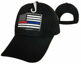 Fire &amp; Police Dept. Us Flag W/ Thin Red&amp;Thin Blue Line Hat - $19.99