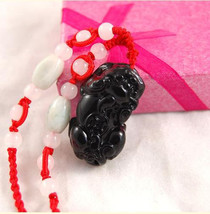 Free Shipping - good luck Real Natural black jade carved Pi Yao  Amulet charm Pe - £15.73 GBP