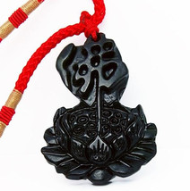 Free shipping - Hand carved  Natural black jade jadeite buddha Lotus / buddha fl - £20.75 GBP