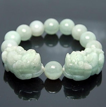 Free Shipping - good luck Amulet Natural green jade carved &#39;&#39; PI YAO&#39;&#39; Prayer Be - £24.05 GBP