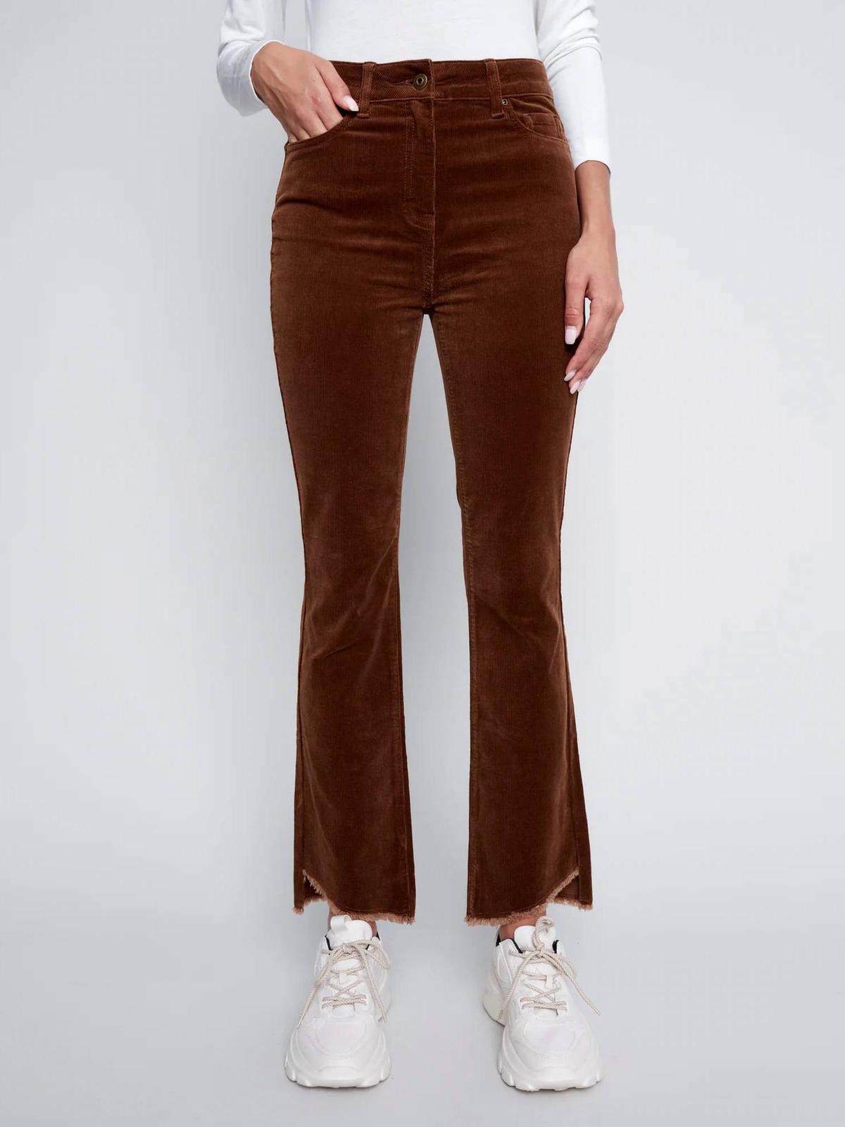 Charlie B Bootcut Corduroy Frayed Hem Flare Pants Truffle - $42.00