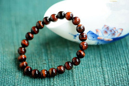 Free Shipping -Real  Natural Red tiger eye STONE Prayer Beads charm beaded Brace - £15.72 GBP