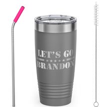 Funny Gift - Let&#39;s Go Brandon - 20oz Coffee Tumbler with Lid and Straw - Great G - £20.48 GBP