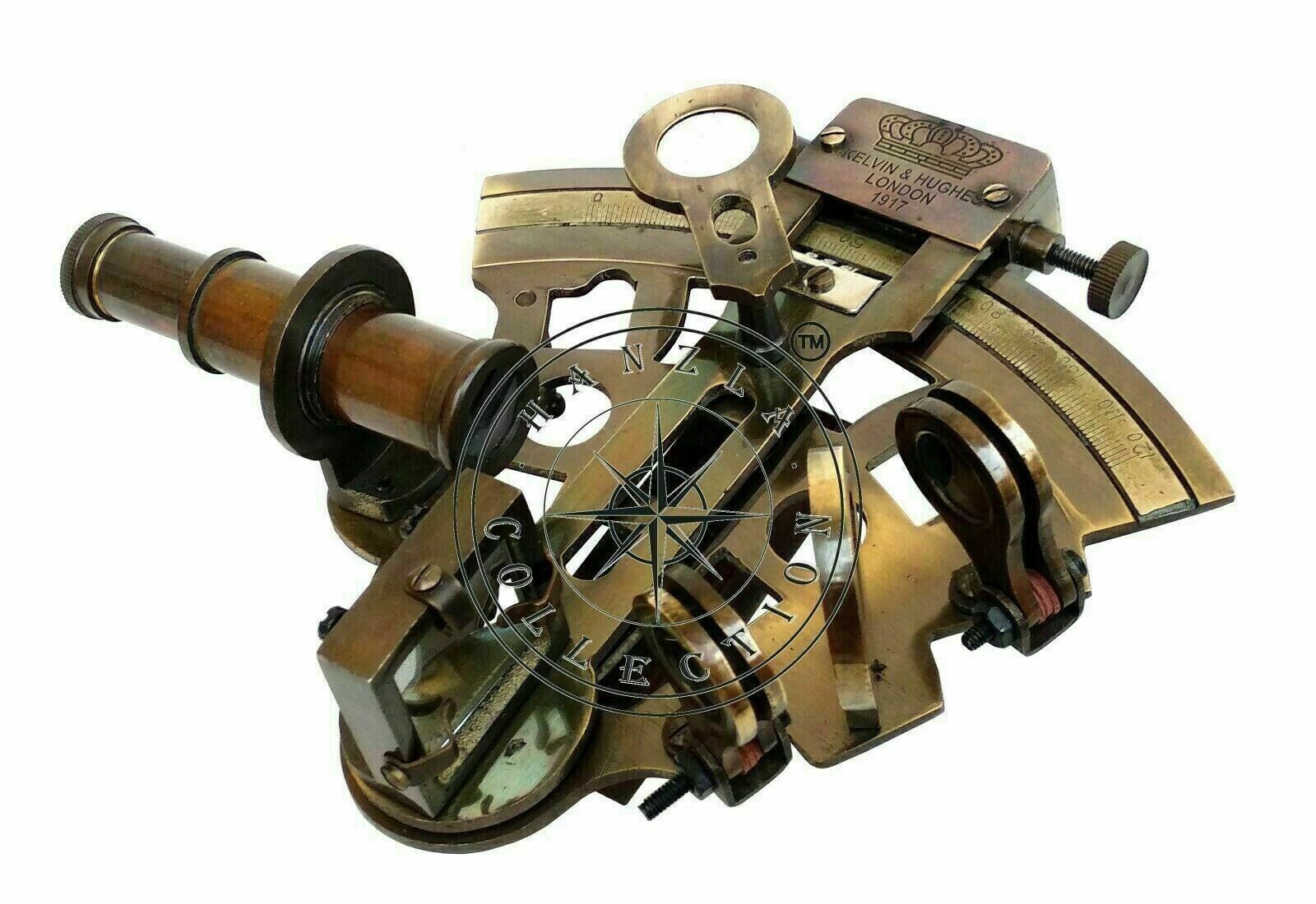 CollectiblesBuy German Working Sextant - Brass Nautical Antique With Wooden Box, Functional Marine Navigation Instrument