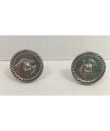 vintage  pair of cufflinks round with  greek roman soldier head center  - $19.75
