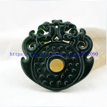 Free Shipping - Natural green jade, I wish you good luck charm hand-carved amule - £19.95 GBP