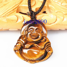 Free Shipping - good luck Amulet Hand - carved Natural tiger eye Laughing buddha - £17.56 GBP