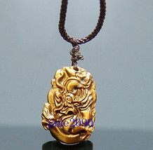 Free shipping - good luck Natural tiger eye stone carved dragon charm pendant  - - £17.38 GBP