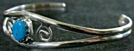 L Quiyo Native American 925 Sterling Silver Blue Turquoise Baby Bracelet... - $39.99
