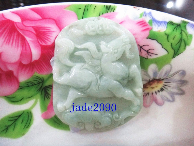 Primary image for Free Shipping -  Real jade , Natural green jadeite jade carved Horse charm Penda