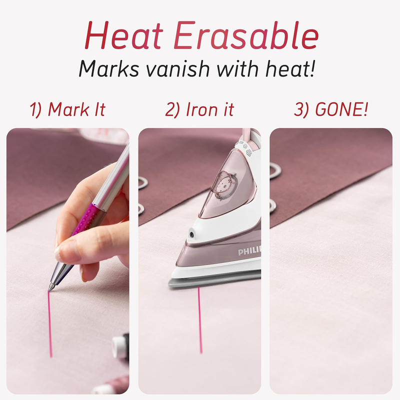 Lange & König Heat Erasable Fabric Marking Pens for Sewing - 4 Pens + 8 Refills  Item image 2
