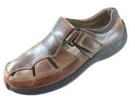 SH29 Klogs 8.5M Brown Leather Sandal Ventilated Clogs Hook And Loop - £9.08 GBP