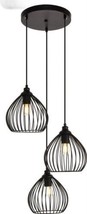 Hanging Lamp Pendant Transitional Crystal Black Wire Aluminum Iron Medium E26 - £239.00 GBP