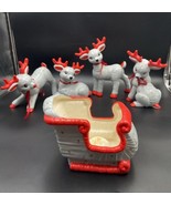 VTG Kimple Mold Lot of 5pcs Ceramic Christmas Reindeers &amp; Santa Sleigh F... - €101,45 EUR