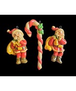 Vintage 3 Handcrafted Salt Dough Christmas Ornaments Old World Santas Ca... - $743.39 MXN
