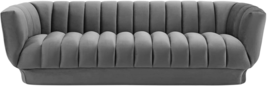 Sofa Entertain Vertical Channel Tufted Performance Velvet Couch in Gray - £1,226.61 GBP