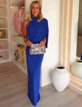 ZARA BNWT 2025. CORNFLOWER BLUE DRAPED CAPE LONG DRESS. 4661/235/429 - $94.07