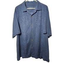 Tommy Bahama Mens 100% Silk Short Sleeve Shirt Blue Size XL Floral Pattern - $37.39