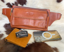 Men Leather Crossbody Belt Bag, leather bum bag, travel bag, anniversary gift - £40.46 GBP
