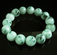 Free Shipping - Natural  Green Jadeite Jade charm Floating flowers beade... - $32.00