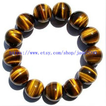 Free Shipping - 20mm AAA TOP Quality tiger eyes gemstone beaded bracelet , Praye - £20.29 GBP