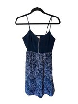MOULINETTE SOEURS Womens IN THE CITY Dress Fit &amp; Flare Blue Silk Zip Fro... - £19.17 GBP