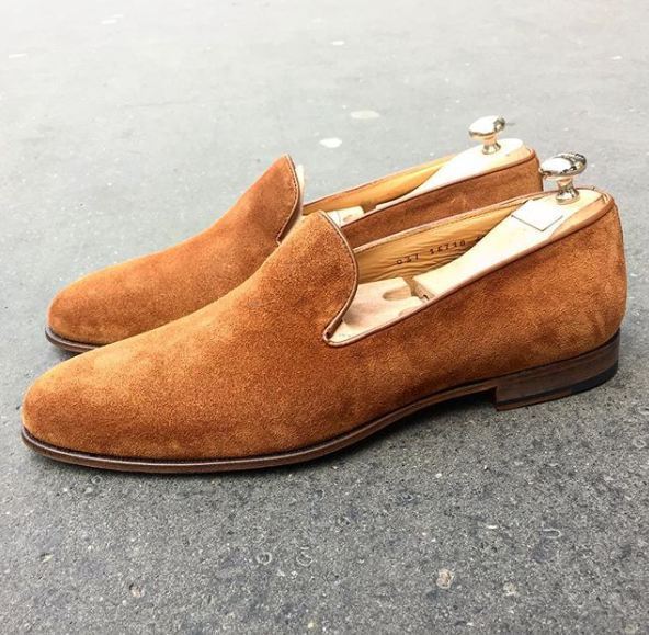New Handmade men dress moccasin shoes, men beige suede shoes, slip on wear shoes
