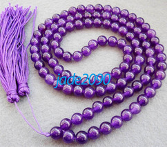 Free Shipping - NATURAL Amethyst with Purple Tassel 108 Meditation Yoga Prayer B - £23.62 GBP