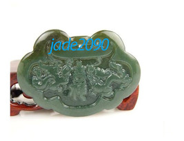 Free Shipping - Good luck Dragon and Phoenix  Hand- carved Natural green... - £15.79 GBP