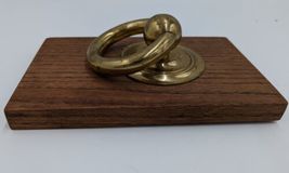 Brass Classic Ring Door Knocker on Wood Plaque Decor image 4