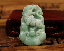 Free Shipping - Amulet auspicious  Real Natural  green jade carved tiger charm p - £15.97 GBP