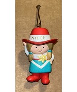 Hallmark Christmas Ornament Niece 1993 Western Cowgirl Red Boots Hat - $4.00