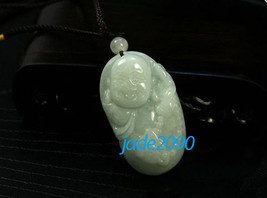Free Shipping - good luck Amulet Hand carved AAA Grade Natural Ice Green jade Sl - £20.47 GBP