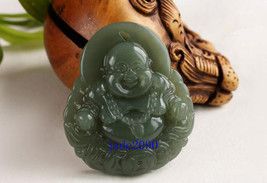 FREE SHIPPING Natural  green jade prayer best Money Laughing Buddha char... - £15.95 GBP