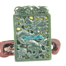 Free Shipping -Chinese Elegant Natural Green Dragon jade Pendant charm / necklac - £20.90 GBP
