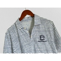 B DRADDY 100% PIMA Cotton Polo Shirt Embroidered Logo White Blue Pinstri... - $19.79