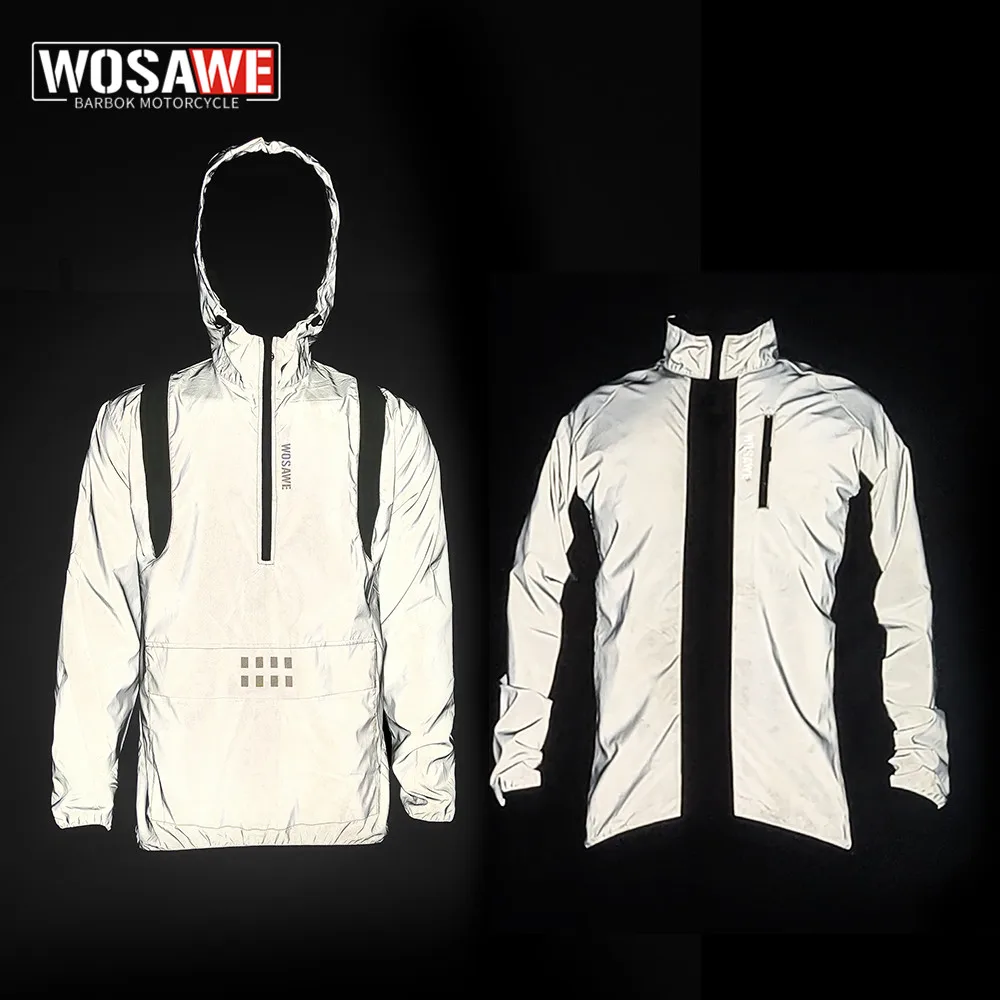 WOSAWE Men&#39;s Reflective jacket Windproof Running Safety jacket Motorcycle - £34.27 GBP+