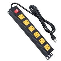 6 Outlet Metal Power Strip,Heavy Duty Wide Spaced Power Strip,Wall Mount Power S - £31.31 GBP