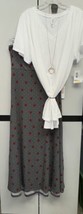 NWT LULAROE Medium Gray Floral Knit Maxi Skirt &amp; 3XL Solid White Christy Tee - £69.97 GBP
