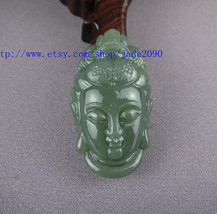 Free shipping - green jadeite jade ,  Natural green jade carved Buddhist Bodhisa - £16.03 GBP