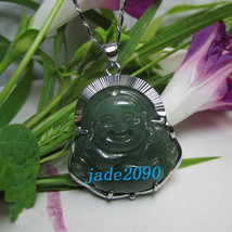 Free Shipping - Genuine AAA Natural Green  jade carved Laughing Buddha charm Pen - £20.60 GBP