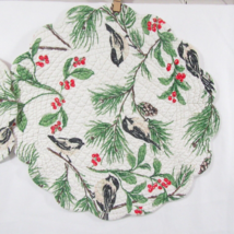 C&amp;F Chickadee Pinecone Bird Quilted 2-PC Round Placemat Set - £19.64 GBP