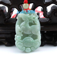 Free Shipping - Amulet real Natural green jade Zodiac Horse charm Pendant/ neckl - £15.73 GBP
