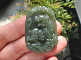 Free Shipping - Amulet auspicious  Real Natural  green jade carved tiger charm p - £15.97 GBP