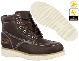 Mens Work Boots Lightweight Lace Up Real Leather Slip Resistant Brown - $59.99