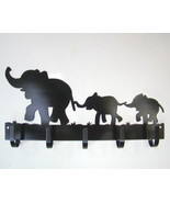 Elephants Key Hook Wall Key Holder Jewelry Belt Scarf Steel - $32.00
