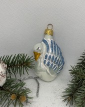 White swan with blue glitter glass Christmas handmade ornament, Christmas - £12.54 GBP