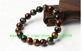 Free shipping - handmade good luck Natural Colorful red yellow blue tiger eye st - £15.72 GBP